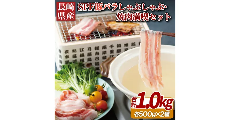 【ふるさと納税】【ブランド豚 しゃぶしゃぶ 焼肉】長崎県産 SPF豚 バラ しゃぶしゃぶ・焼肉 満喫セット 1kg (250g×4パック) 安心安全 冷凍 ギフト 贈答 お中元 御中元 お歳暮 御歳暮 豚肉 送料無料 梅月