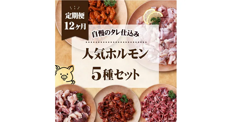 【ふるさと納税】【全12回定期便】工場直送！ 人気焼肉ホルモン 5種セット 総計16.8kg (各回1400g) 小分け 真空パック 愛されて49年のホルモン専門ブランド 甘辛味付け こどもも大好き 焼くだけ 簡単 長期保存可能 12ヶ月 冷凍 常備 個包装 おつまみ お中元 お歳暮 豊味館