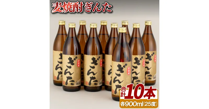 【ふるさと納税】25度麦焼酎ぎんた(900ml)10本セット