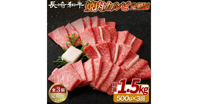 【ふるさと納税】《定期便》長崎和牛焼肉カルビ(500g)【3回お届け】