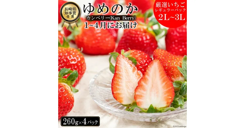 【ふるさと納税】CE178 長崎県知事賞受賞【 厳選 いちご 】「 ゆめのか （2L～3L）」 260g × 4パック ＜1～4月にお届け＞ レビューキャンペーン