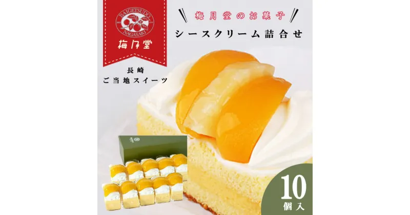 【ふるさと納税】【最速発送】長崎レトロモダンケーキ シースクリーム 10個 / スイーツ シュークリーム ケーキ 菓子 / 諫早市 / 株式会社梅月堂 [AHBN002] スピード 最短 最速 発送