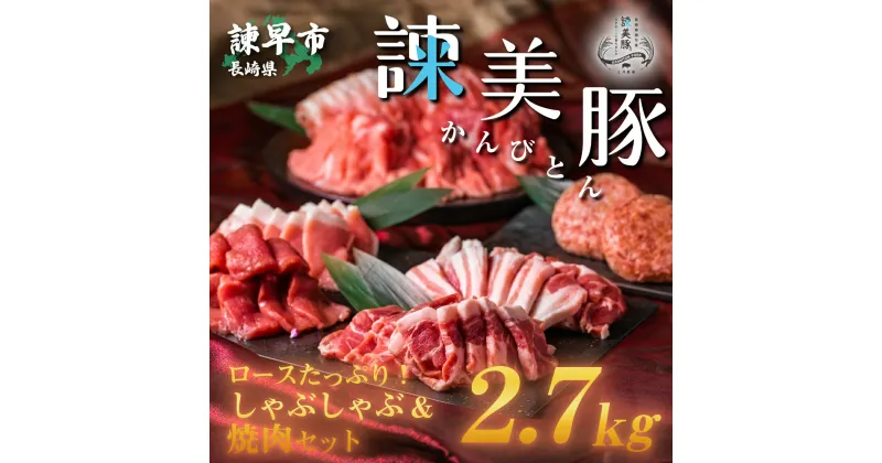 【ふるさと納税】諫美豚しゃぶしゃぶ焼肉ハンバーグセット計2.7kg / 豚肉 ロース モモ 肩ロース バラ ハンバーグ 小分け / 諫早市 / 株式会社土井農場 [AHAD056]