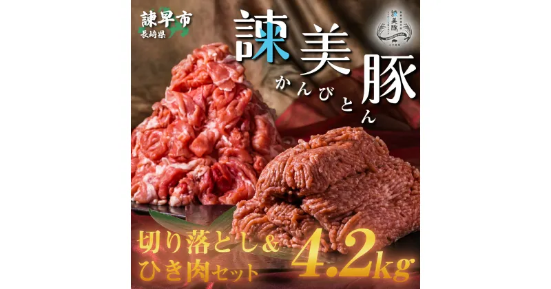 【ふるさと納税】諫美豚切り落としひき肉セット計4.2kg / 豚 豚肉 切り落とし ひき肉 小分け / 諫早市 / 株式会社土井農場 [AHAD059]