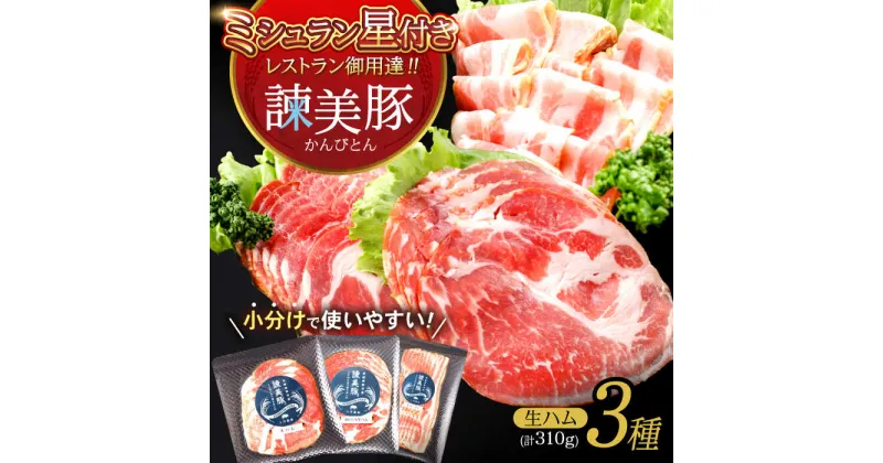 【ふるさと納税】諫美豚生ハム＆生ベーコン3種セット計4P / 豚肉 ハム 生ハム ベーコン 生ベーコン ロース 肩ロース バラ 小分け / 諫早市 / 株式会社土井農場 [AHAD058]