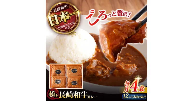 【ふるさと納税】【12回定期便】 【肉のプロが贈る 究極のカレー】長崎和牛 カレー 約275g×4袋 / カレーライス かれー レトルト 牛 和牛 / 諫早市 / 野中精肉店[AHCW100]