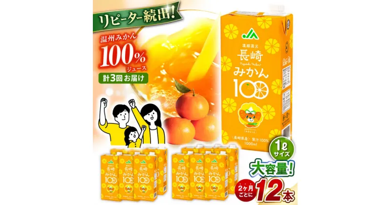 【ふるさと納税】【3回定期便/偶数月お届け 】長崎みかん 1,000ml 総計36本（6本×2ケース×3回）/ みかん ミカン 蜜柑 100％ みかんジュース ミカンジュース 蜜柑ジュース ジュース じゅーす / 大村市 / 全国農業協同組合連合会長崎県本部[ACAC015]