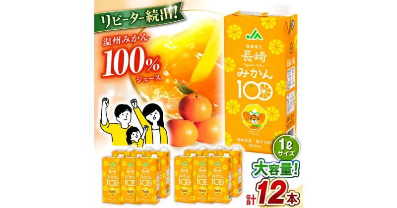 【ふるさと納税】長崎みかん 1,000ml 計12本（6本×2ケース）/ みかん ミカン 蜜柑 100％ みかんジュース ミカンジュース 蜜柑ジュース ジュース じゅーす / 大村市 / 全国農業協同組合連合会長崎県本部[ACAC018]