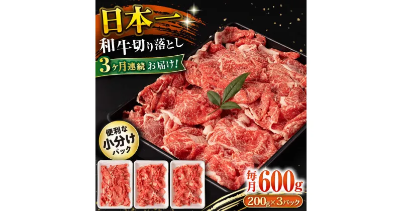 【ふるさと納税】【3回定期便】長崎和牛 切り落とし 600g/月（総計1.8kg） / 牛肉 切り落とし 切りおとし きりおとし すき焼き 小分け / 大村市 / おおむら夢ファームシュシュ[ACAA222]