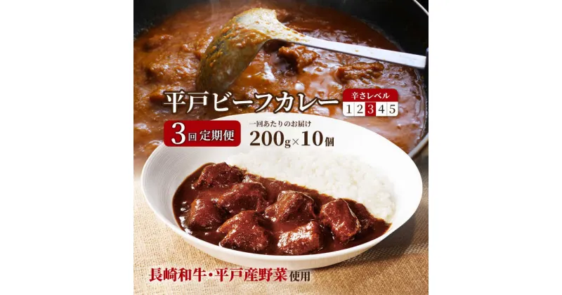 【ふるさと納税】【全3回定期便】平戸ビーフカレー 計30食（10食×3回）「中辛」平戸市 / カレー工房 NVfoods [KAB190] 牛肉 欧風カレー レトルト 常備食 長崎和牛