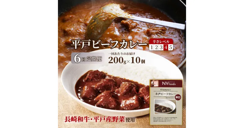 【ふるさと納税】【全6回定期便】平戸ビーフカレー 計60食 （10食×6回）「辛口」 平戸市 / カレー工房 NVfoods [KAB194] レトルト 長崎和牛 スパイシー 常備食 牛肉