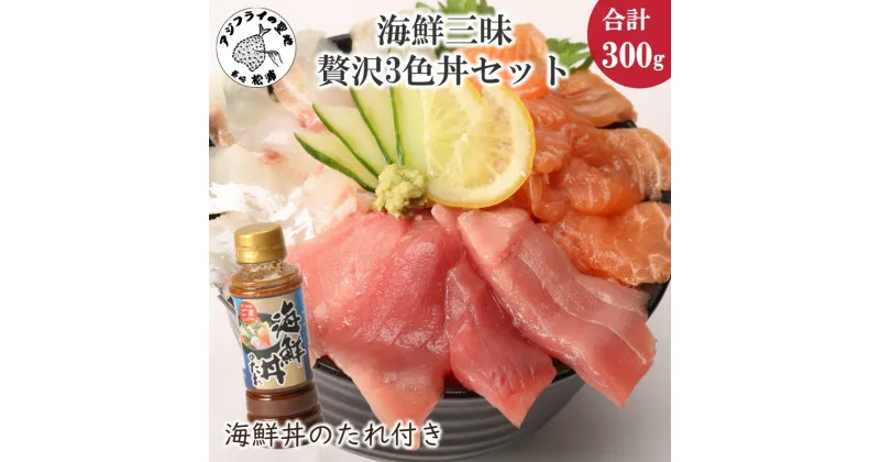 【ふるさと納税】海鮮丼のたれ付！海鮮三昧贅沢3色丼セット 100g×3パック【B0-158】 海鮮 ふるさと納税 海鮮丼 ふるさと納税 刺身 刺身セット マグロ 鮪 真鯛 タイ たい 鮭 サーモン 切り落とし セット カルパッチョ 簡単調理 ギフト プレゼント 贈り物 お歳暮