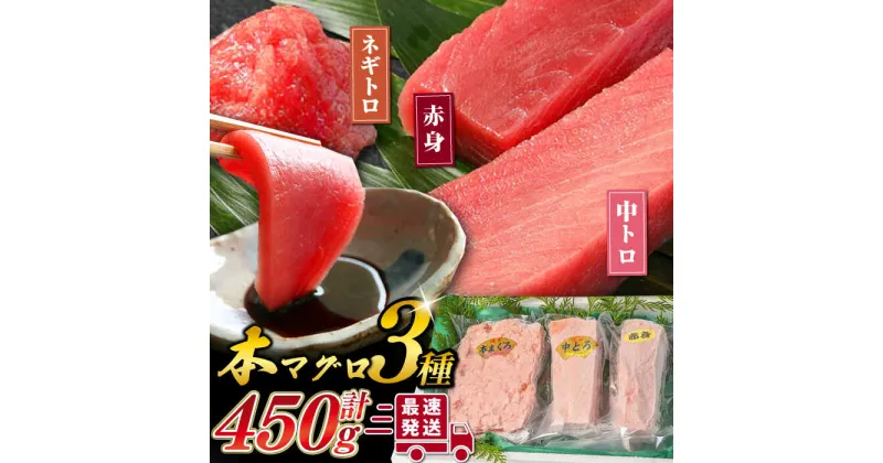 【ふるさと納税】対馬産 本マグロ 3種 計450g （ 赤身 / 中トロ / ネギトロ ）《対馬市》【対海】 マグロ 鮪 本鮪 トロ [WAH002] 17000 17000円