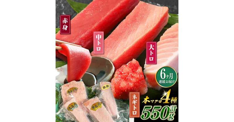 【ふるさと納税】【全6回定期便】対馬産 本マグロ 4種 計550g ( 赤身 / 中トロ / 大トロ / ネギトロ )《対馬市》【対海】 新鮮 マグロ 鮪 本鮪 赤身 中トロ 大トロ ねぎとろ 海鮮 冷凍[WAH016] 130000 130000円