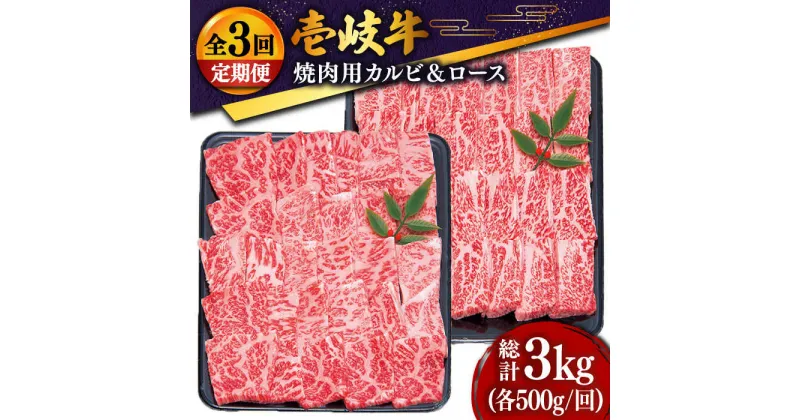 【ふるさと納税】【全3回定期便】 壱岐牛 焼肉セット（ロース500g・カルビ500g） [JDD015] 冷凍配送 黒毛和牛 A5ランク 肉 牛肉 和牛 赤身 ロース カルビ 焼肉 セット 食べ比べ BBQ 焼肉用 150000 150000円 15万円