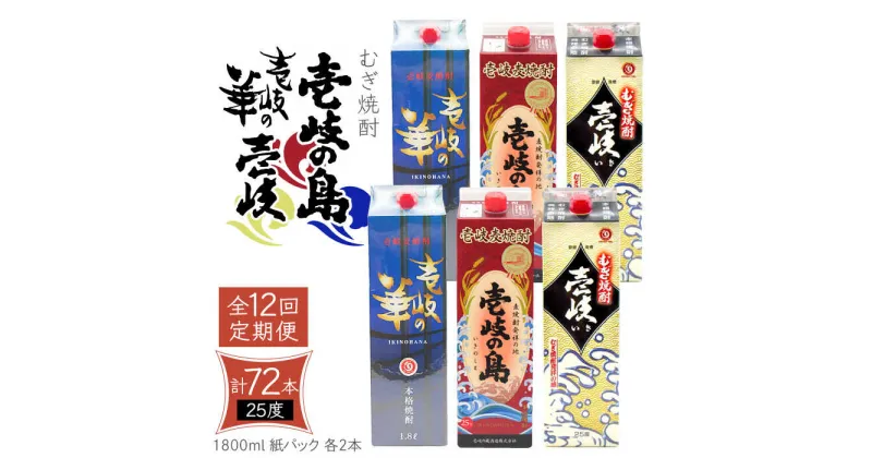 【ふるさと納税】【全12回定期便】 麦焼酎 壱岐の島 壱岐の華 壱岐 25度 1800ml 紙パック 各2本 計6本 《壱岐市》【天下御免】 むぎ焼酎 焼酎 麦 酒 お酒 [JDB342] 480000 480000円 48万円