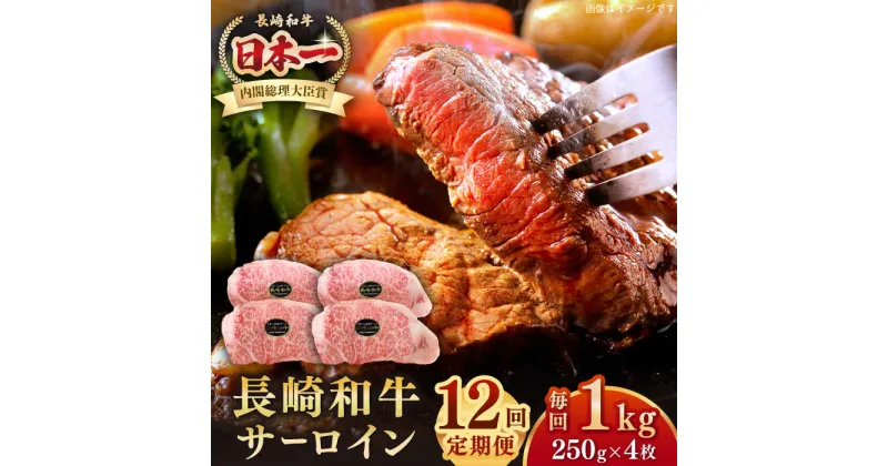 【ふるさと納税】【全12回定期便】長崎和牛 サーロインステーキ 1kg（250g×4枚）《壱岐市》【長崎フードサービス】 肉 牛肉 赤身 国産 冷凍配送[JEP030]