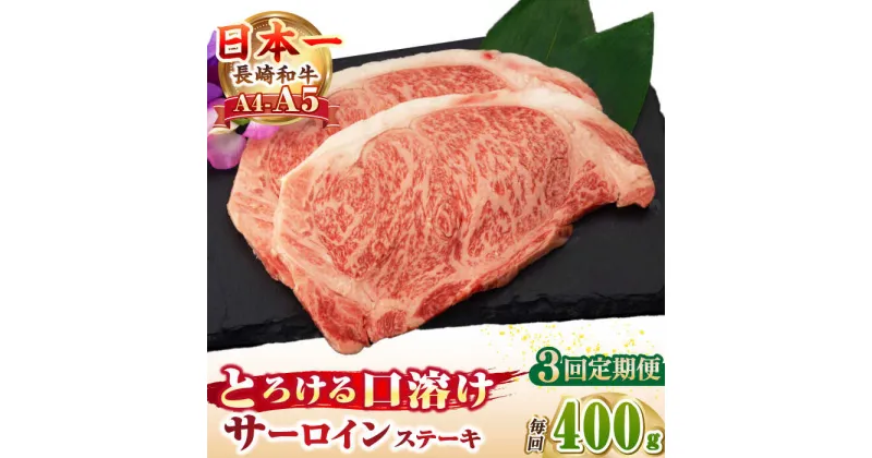 【ふるさと納税】【全3回定期便】【A4〜A5ランク】長崎和牛 サーロインステーキ 400g（200g×2枚）《壱岐市》【野中精肉店】 黒毛和牛 牛肉 和牛 赤身 希少部位 66000円 66000 6万円[JGC031]