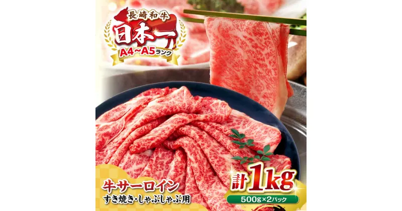 【ふるさと納税】【厳選部位】A4〜A5ランク 長崎和牛 サーロイン スライス 1kg（500g×2パック）（すき焼き・しゃぶしゃぶ）《壱岐市》【株式会社MEAT PLUS】肉 牛肉 黒毛和牛 鍋 ご褒美 冷凍配送[JGH013]