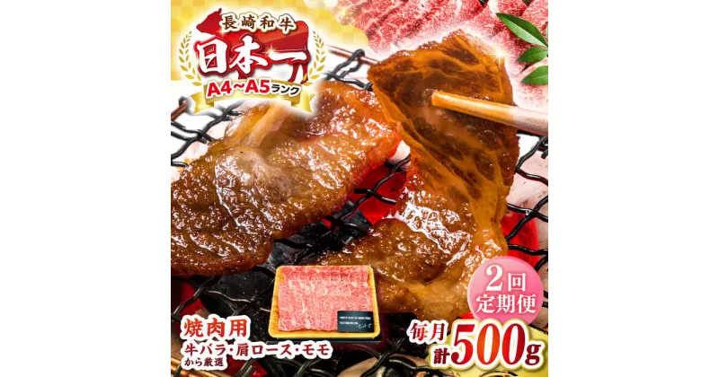 【ふるさと納税】【全2回定期便】【A4〜A5ランク】長崎和牛焼肉用　500g《壱岐市》【株式会社MEAT PLUS】 肉 牛肉 黒毛和牛 焼き肉 焼肉 焼肉用 ギフト 贈答用 ご褒美 冷凍配送 A4 A5 [JGH107]