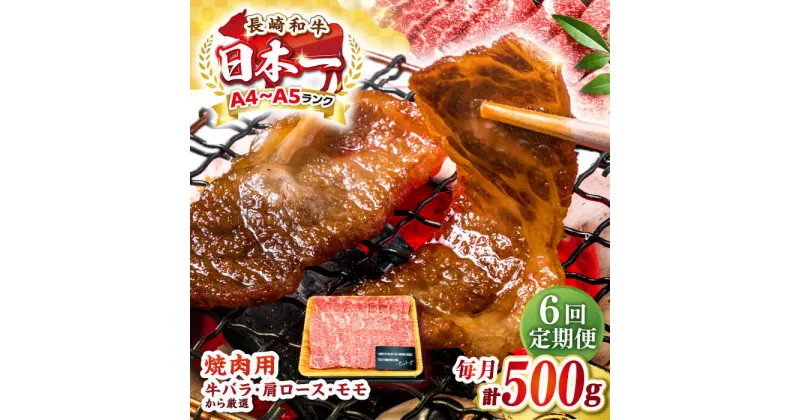 【ふるさと納税】【全6回定期便】【A4〜A5ランク】長崎和牛焼肉用　500g《壱岐市》【株式会社MEAT PLUS】肉 牛肉 黒毛和牛 焼き肉 焼肉 焼肉用 ギフト 贈答用 ご褒美 冷凍配送 A4 A5[JGH109]