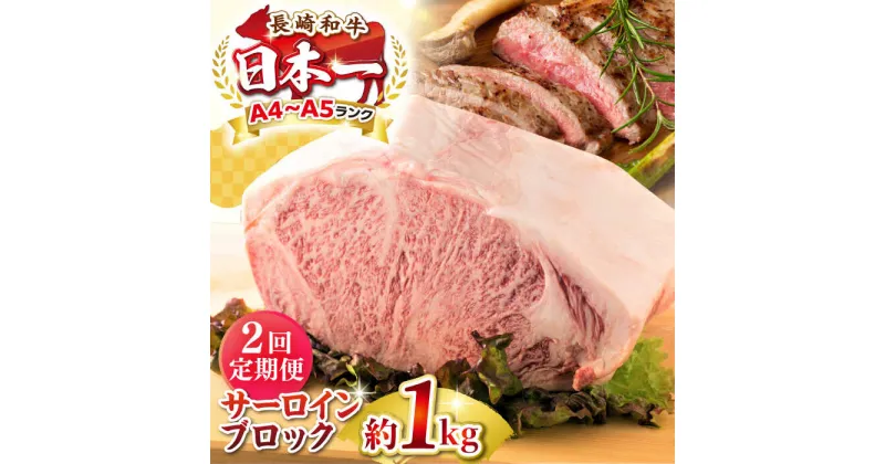 【ふるさと納税】【全2回定期便】【A4〜A5ランク】長崎和牛 サーロインブロック　約1kg《壱岐市》【株式会社MEAT PLUS】 肉 牛肉 黒毛和牛 サーロイン ステーキ ブロック ご褒美 ギフト 贈答用 ご褒美 冷凍配送 A4 A5[JGH135]