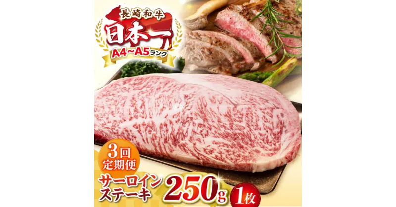 【ふるさと納税】【全3回定期便】【A4〜A5ランク】長崎和牛 サーロインステーキ 250g（250g×1枚）《壱岐市》【株式会社MEAT PLUS】 肉 牛肉 黒毛和牛 サーロイン ステーキ ご褒美 ギフト 贈答用 ご褒美 冷凍配送 A4 A5[JGH124]