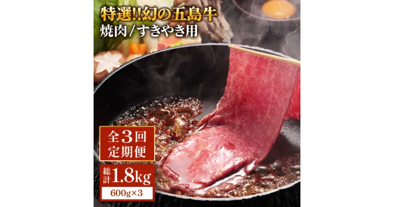 【ふるさと納税】【全3回定期便】特選 五島牛 焼肉・すき焼き用肩ロース600g 【ニク勝】 [PBF010]