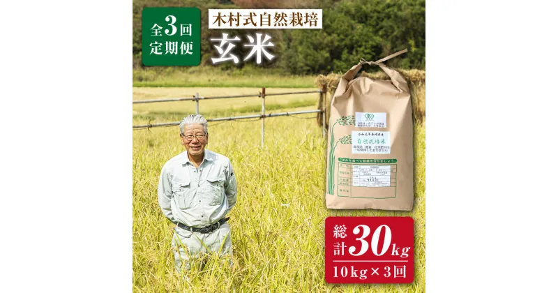 【ふるさと納税】【月1回 10kg ×3回 定期便 】 木村式自然栽培の 玄米 ヒノヒカリ 計 30kg ＜ハマソウファーム＞ [CBR009] 米 お米 ご飯 ごはん 新鮮 ふっくら おいしい