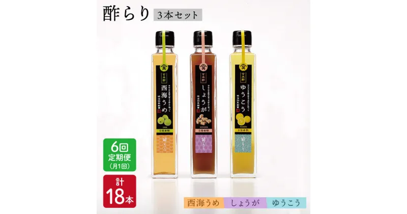 【ふるさと納税】【6回定期便】飲む玄米酢 酢らり3種（うめ・ゆうこう・しょうが）＜川添酢造＞ [CDN017] 長崎 西海 飲む酢 酢 ビネガー 飲料 果実酢 お酢 ジュース 贈答 ギフト プレゼント 贈り物 お中元 お歳暮