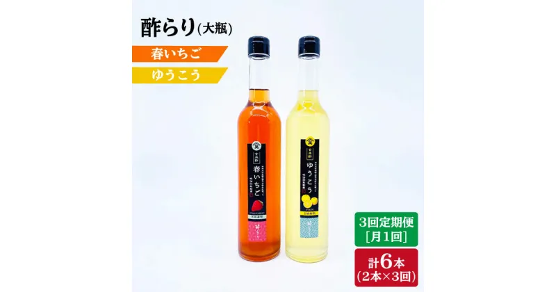 【ふるさと納税】【3回定期便】酢らり 大瓶（いちご・ゆうこう）総計6本＜川添酢造＞ [CDN035]