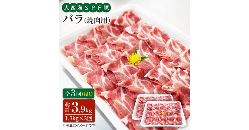 【ふるさと納税】【訳あり】【月1回1.3kg×3回定期便】大西海SPF豚 バラ（焼肉用）計3.9kg＜大西海ファーム＞ [CEK082]