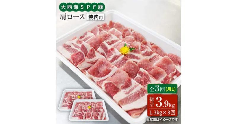 【ふるさと納税】【訳あり】【月1回1.3kg×3回定期便】大西海SPF豚 肩ロース（焼肉用）計3.9kg＜大西海ファーム＞ [CEK090]