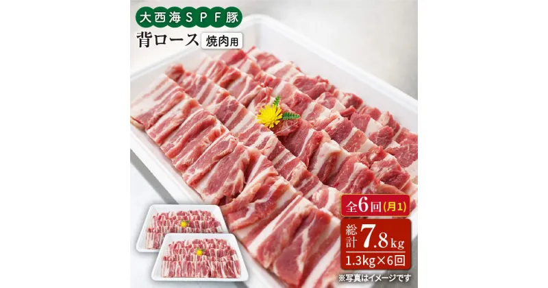 【ふるさと納税】【訳あり】【月1回1.3kg×6回定期便】大西海SPF豚 背ロース（焼肉用）計7.8kg＜大西海ファーム＞ [CEK097]