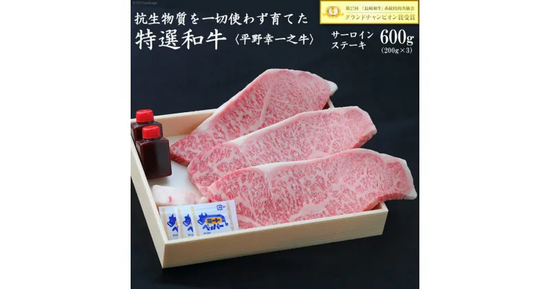 【ふるさと納税】【特選和牛 平野幸一之牛】 サーロインステーキ 200g×3 計600g [増山（焼肉薩摩） 長崎県 雲仙市 item1764] 牛肉 ステーキ サーロイン 黒毛和牛 和牛 肉 冷凍