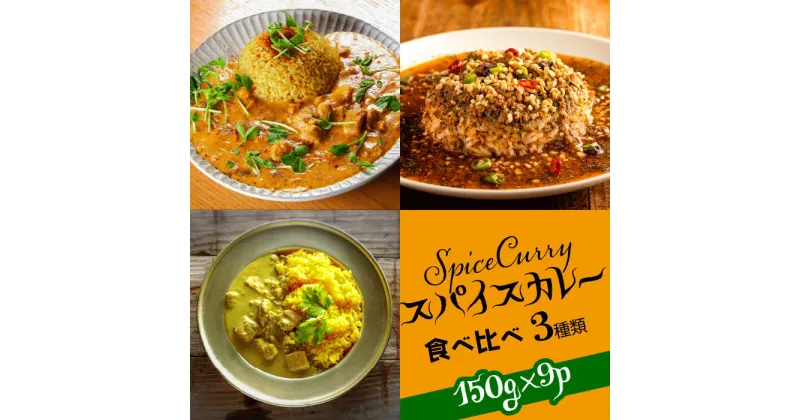 【ふるさと納税】【10/28値上げ予定】スパイスカレー 食べ比べセット 3種類 150g×各3 計9パック / バターチキンカレー グリーンカレー キノコとセロリの キーマカレー カレー 南島原市 / はなぶさ [SCN052]