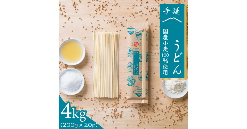 【ふるさと納税】【10/28値上げ予定】【 国産 小麦 100%】 長崎 手延べ うどん 4kg (200g×20P) / 南島原市 / 本村製麺工場 [SCP002] 乾麺 国産小麦 小分け 小袋