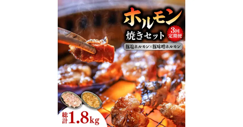 【ふるさと納税】【10/28値上げ予定】【3回 定期便 】ホルモン 塩焼き・ニンニク味噌焼きセット 総計1.8kg / 肉 豚肉 直腸 豚テッポウ 希少部位 国産 / 南島原市 / はなぶさ [SCN137]