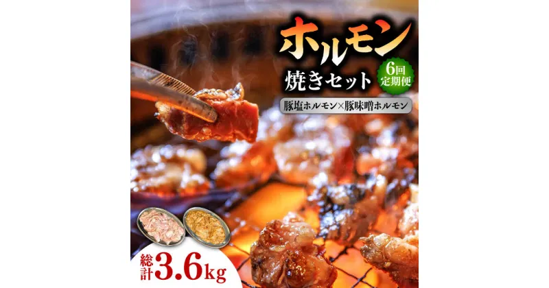 【ふるさと納税】【10/28値上げ予定】【6回 定期便 】ホルモン 塩焼き・ニンニク味噌焼きセット 総計3.6kg / 肉 豚肉 直腸 豚テッポウ 希少部位 国産 / 南島原市 / はなぶさ [SCN138]