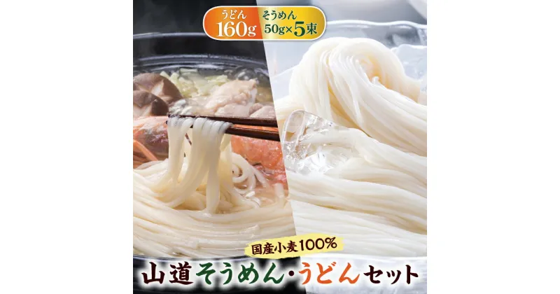 【ふるさと納税】国産小麦100％ 山道そうめん・うどんセット / 50g×5束・160g / そうめん 素麺 うどん 麺 / 南島原市 / そうめんの山道 [SDC010]