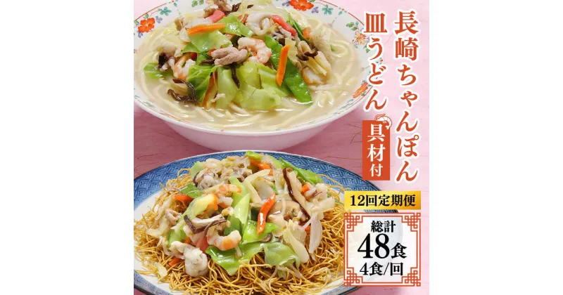 【ふるさと納税】【10/28値上げ予定】【12回定期便】冷凍 長崎ちゃんぽん 皿うどん セット 4食 （ちゃんぽん1食×2、皿うどん1食×2）/ 本場 スープ付 本格 贈り物 お取り寄せ 具入り / 南島原市 / 狩野食品 [SDE013]