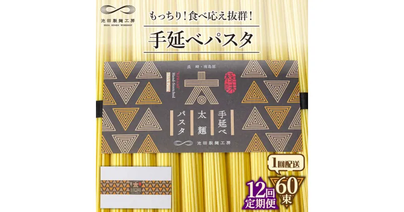 【ふるさと納税】【10/28値上げ予定】【12回定期便】手延べ太麺パスタ　3kg (50g×60束) / スパゲッティ 麺 乾麺 / 南島原市 / 池田製麺工房[SDA077]