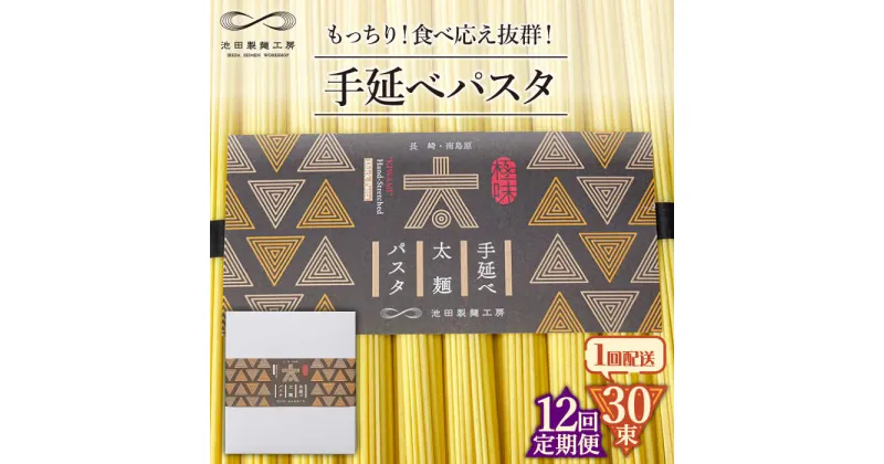 【ふるさと納税】【10/28値上げ予定】【12回定期便】手延べ太麺パスタ 1.5kg (50g×30束) / スパゲッティ 麺 乾麺 / 南島原市 / 池田製麺工房[SDA072]