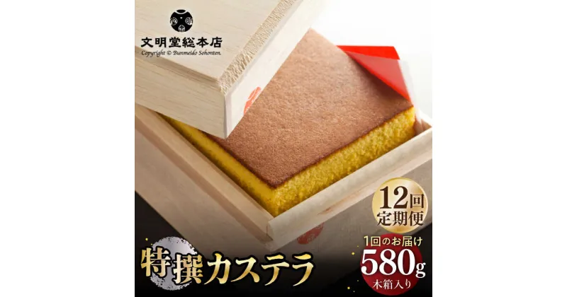 【ふるさと納税】【全12回定期便】【木箱入り】特撰カステラ 580g 長与町/文明堂総本店 [EAK004] カステラ 長崎 贈答 ギフト お土産 デザート 熨斗 人気 和菓子 常温 かすてら ざらめ ザラメ お取り寄せ 文明堂 定期 定期便