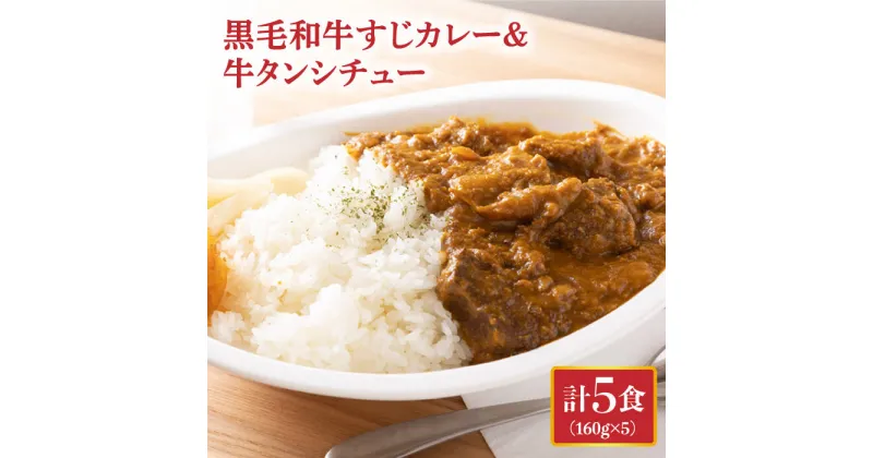 【ふるさと納税】黒毛和牛 牛すじカレー ＆ 牛タンシチュー 計5食 長与町/炭火焼肉あおい [EBW002] 和牛カレー タンシチュー 常温