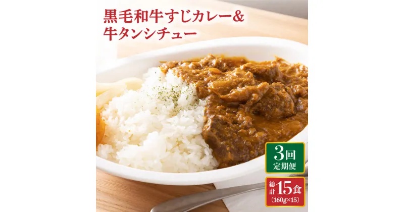 【ふるさと納税】【全3回定期便】 黒毛和牛 牛すじカレー ＆ 牛タンシチュー 毎月5食 長与町/炭火焼肉あおい [EBW003] 和牛カレー タンシチュー 常温