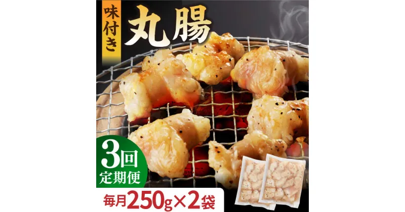 【ふるさと納税】【全3回定期便】【塩だれ】 九州産和牛 ホルモン 丸腸 500g（250g×2袋） 長与町/岩永ホルモン [EAX117] 国産肉 ホルモン 丸腸 小分け 味付き 冷凍 焼肉 焼き肉 和牛