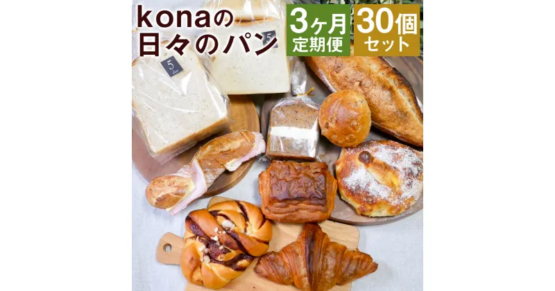 【ふるさと納税】【3ヶ月定期便】konaの日々のパン 10個セット×3回お届け 合計30個 10種類×各1個 3ヶ月 定期便 パン 惣菜パン スイーツ デザート 冷凍パン 冷凍 長崎県 時津町 送料無料