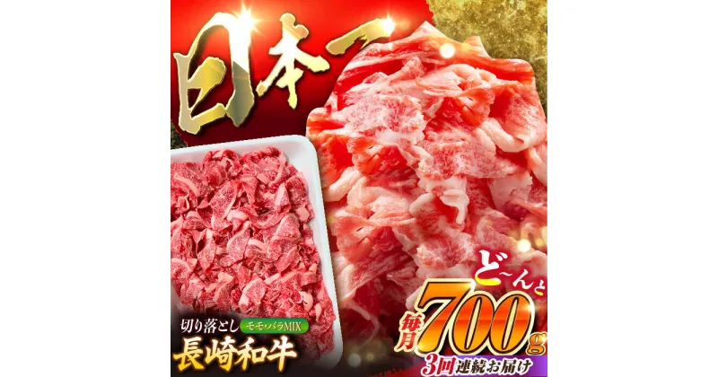 【ふるさと納税】【全3回定期便】長崎和牛 バラ・もも 切り落とし 計2.1kg (約700g×3回) 肉 お肉 牛肉 赤身 和牛 切り落とし バラ もも 東彼杵町/黒牛 [BBU009]