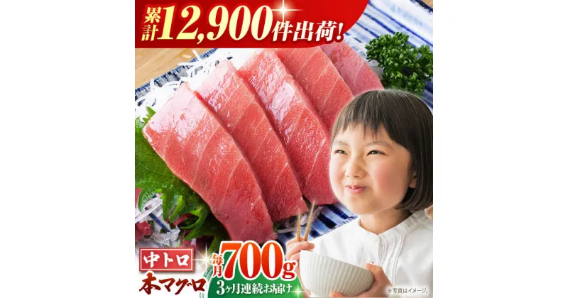 【ふるさと納税】【全3回定期便(月1回)】長崎県産 本マグロ 中トロ皮付き 約700g 【大村湾漁業協同組合】 [BAK025] / 中トロ 中とろ 大人気 おススメ まぐろ 鮪 さしみ 刺身 刺し身 冷凍 とろ トロ ブロック 柵 定期便